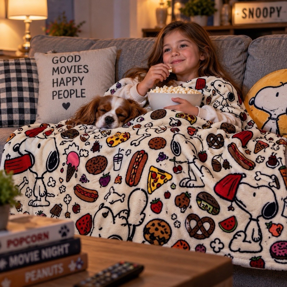 Peanuts Snoopy Snacks Soft Throw Blanket 46x60 Food Snack Print 2025 New